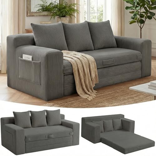 Boneless Couch, 3 Seater Boneless Couch Bed – 3-in-1 Convertible Sleeper Sofa by Winzoo