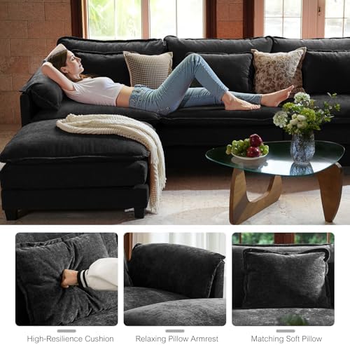 ELUCHANG 114" Oversized V Shaped Modular Sectional Sofa, Comfy Cloud Couch - Image 3