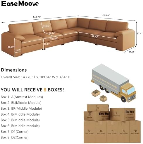 EASE MOOSE Modular Sectional Sofa, L Shaped Large Modular Couch - Image 2