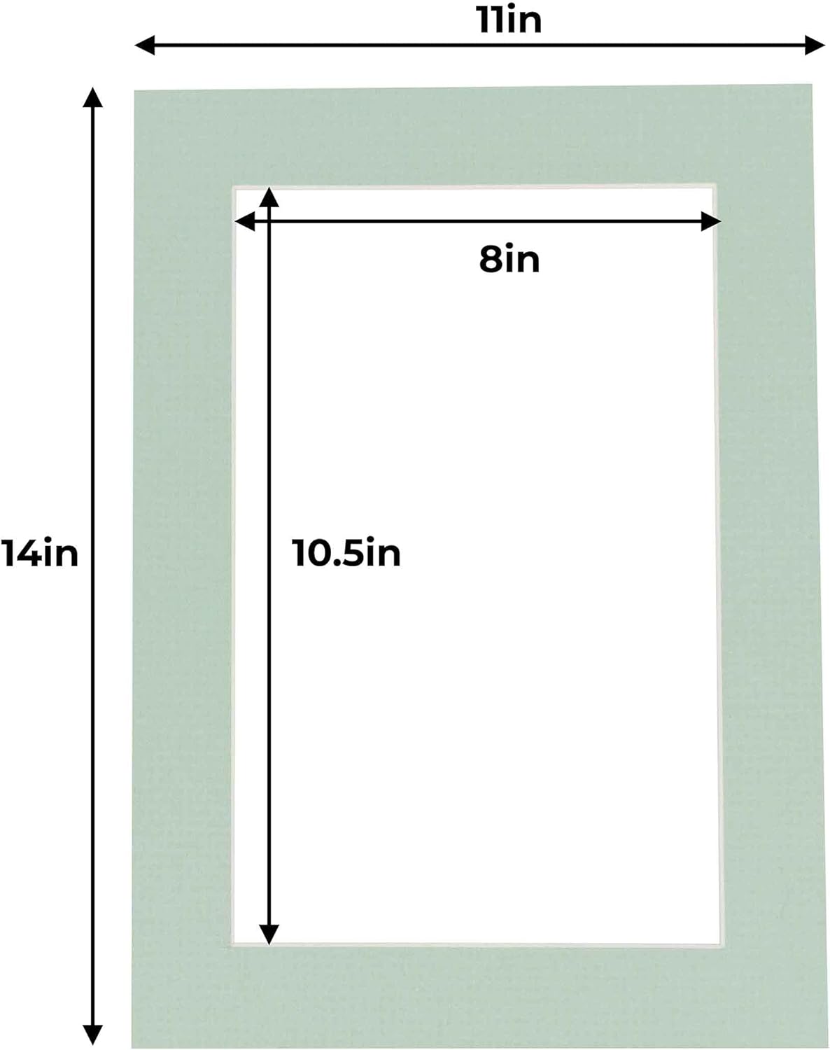 11x14 Mat for 8.5x11 Photo - Precut Honeydew Green Picture Matboard for Frames 11 x 14 Inches - Bevel Cut Matte to Display Art 8.5 x 11 Inches - Acid Free ONE MAT with Backing Board & Clear Bag