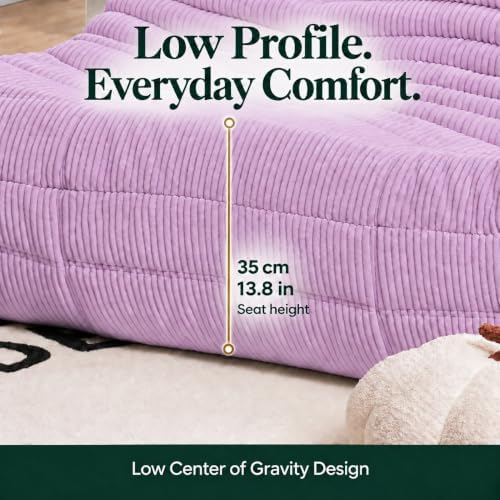 N&V Fireside Loveseat, Mid Century Armless Twin Size Floor Sofa, Soft Premium - Image 3