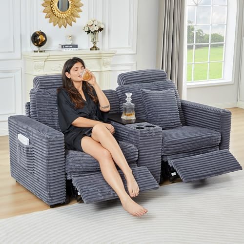 Power Reclining Sectional Sofa, Electric Loveseat Recliner - Image 3