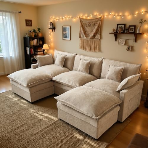 108'' U Shaped Cloud Couch, 3-Seater Sofa by Eco-ChicLivingBeautifullyAffordable