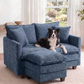 2-Seater Loveseat Sofa with Ottoman, Pet-Friendly Chenille, Washable Pillows by Unknown