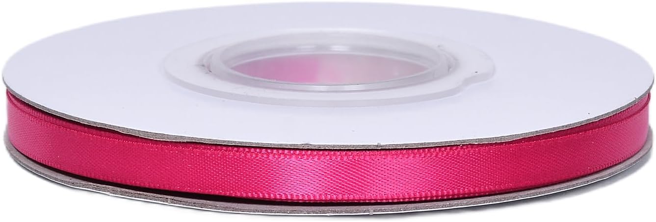 YAMA Hot Pink Double Faced Satin Ribbon 1/4 Inch 25 Yards Hot Pink Ribbon for Gift Wrapping Crafts Bows Wedding Party Decoration