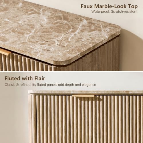 54"W Fluted 6 Drawer Bedroom Dresser, - Image 6
