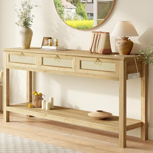 SUPERJARE Rattan Console Sofa Table by SUPERJARE