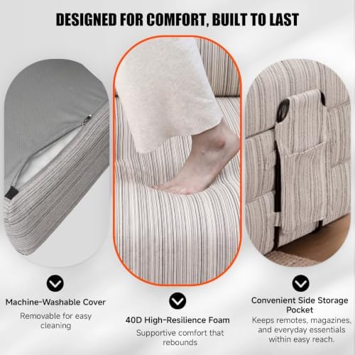 79" Memory Foam Sofa Bed, High Headrest Convertible Futon Boneless Couch - Image 6
