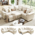 Sectional Sleeper Sofa with Pull Out Bed, Convertible Cloud Couch Bed, Modular by WorthFurni