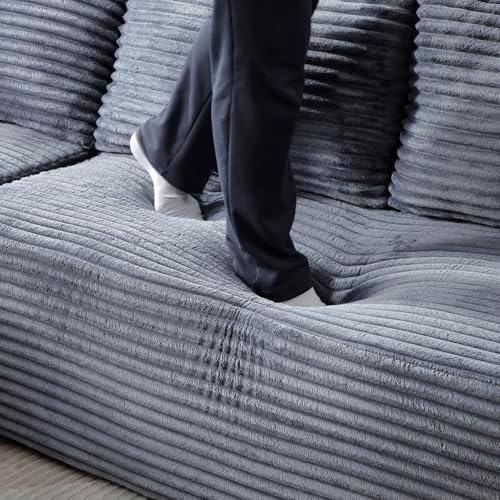 105-Inch L-Shaped Left Facing Corner Compressed Sofa Modular Sectional Boneless - Image 7