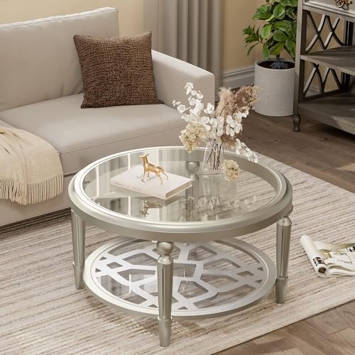 COSIEST Glass Coffee Table, 2-Tier Glass Top, Simple & Modern Center Table - Image 3