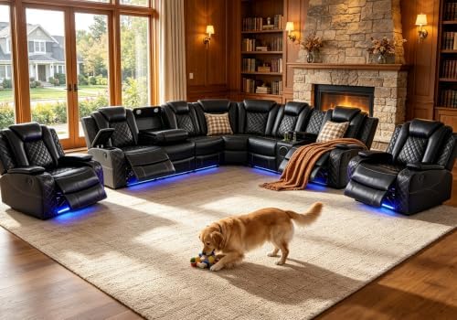 Leather Power Reclining Sectional Sofa Set by PonlivingFurniture