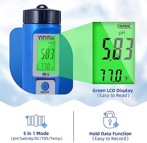 YINMIK pH Salt Meter 5 in 1 pH TDS EC Salinity Tester - Image 3