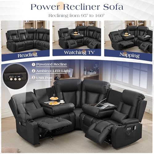 TUNYI Power Loveseat Recliner Sofa - Image 3