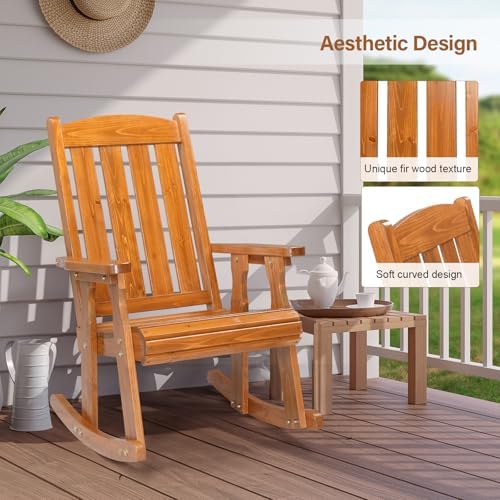 VINGLI Outdoor Rocking Chair, Heavy Duty 600 LBS Wooden Rocker - Image 6