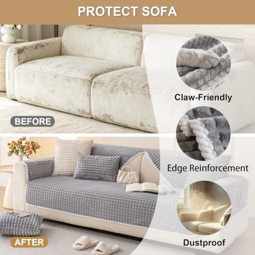 Soft Velvet Fuzzy Couch Covers Washable - Image 3