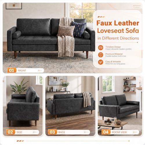 Faux Leather Couch - Image 4