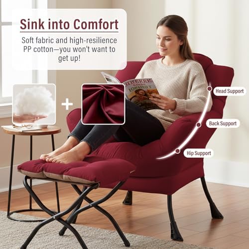 Furlide Lazy Chair with Ottoman, Soft Comfy Chair - Image 6