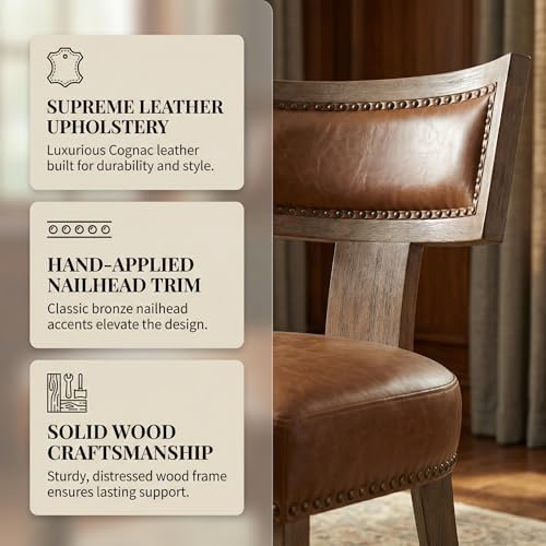 VESCASA Mid Century Modern Dining Chairs Set of 2, Upholstered Leather Dining - Image 5