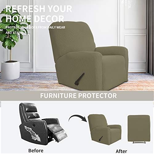 Easy-Going Stretch Recliner Chair Sofa Slipcover Washable Khaki - Image 4