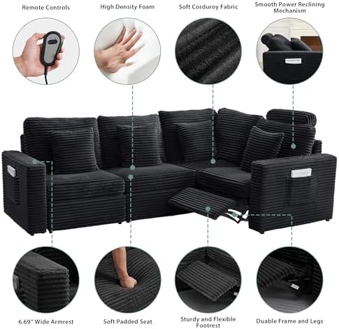 RARZOE Modular Sectional Couch Armless Seats Module, Modular Sofa 2 Armless - Image 5