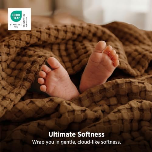 Bedsure Cooling Waffle Blanket for Hot Sleepers, Burnt Orange - Image 4