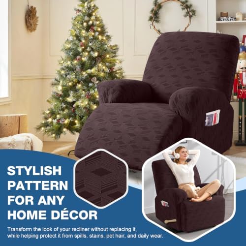 TAOCOCO Recliner Cover 3 Pieces Recliner Chair Covers, Stretch Jacquard - Image 6