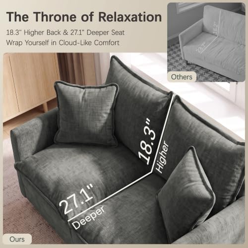 52" Loveseat Sofa, Small Cloud Love Seat Couches - Image 6