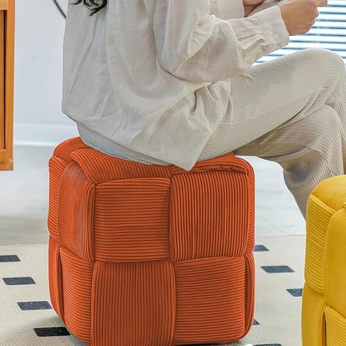 Cmishe 15" Square Woven Corduroy Ottoman Footrest - Image 4
