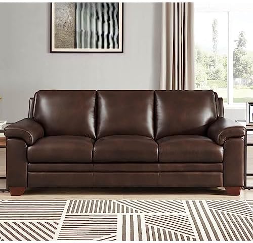 Hydeline Magnum Top Grain Leather Sofa and Chair Set, Chestnut Brown, Memory - Image 3