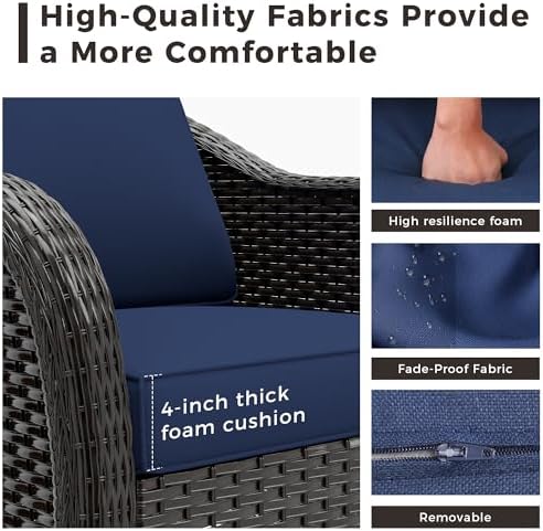 4 Piece Patio Furniture Set, Wicker Outdoor Conversation Set - Image 6