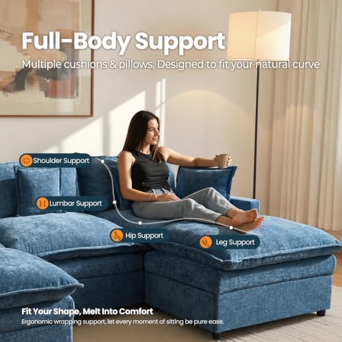 108'' U Shaped Cloud Couch, 3-Seater Sofa - Image 4