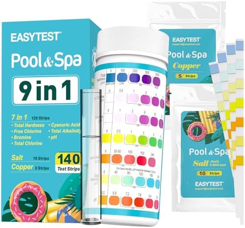 EASYTEST 140Pcs 3-Way Hot Tub, Spa and Pool Test Strips by EASYTEST