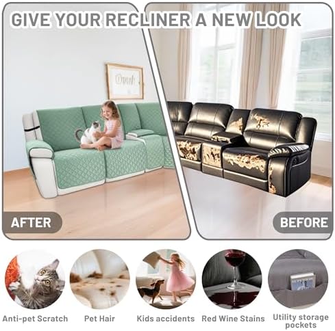 Waterproof Sectional Reclining Couch Covers L Shaped Recliner Sectional Sofa - Image 6