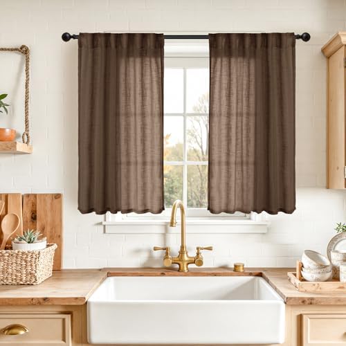 YoungsTex Small Linen Curtains 40 Inches Long by YoungsTex