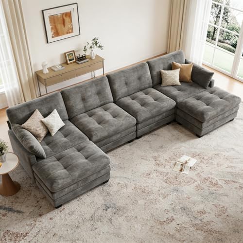 116.5" Modular Sectional Cloud Couch, U Shaped Tufted Sofa - Image 7