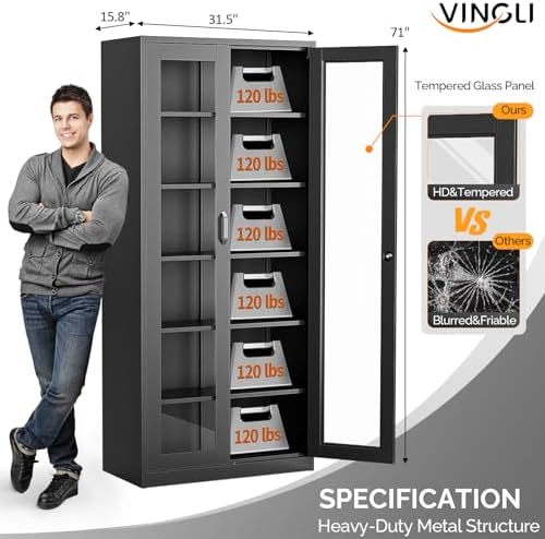 VINGLI Lockable Display Cabinet - Image 3