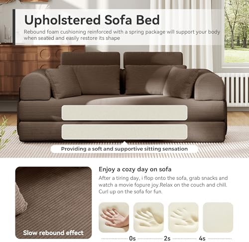 79" Round Arm Sofa with High Backrest Pillow - Image 5