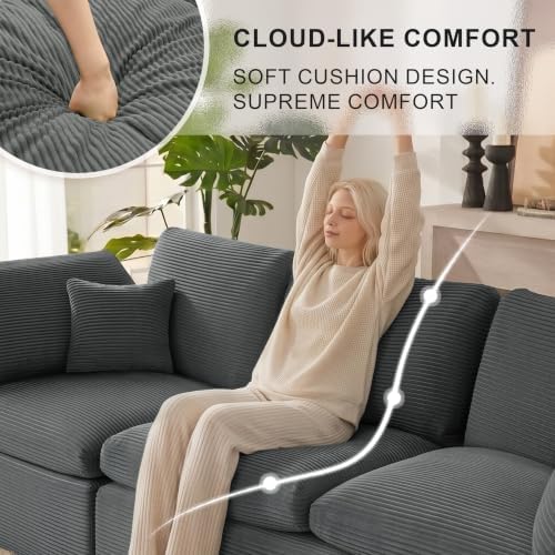 Cloud Sectional Couch, Boneless Couch Modular Sofa - Image 4