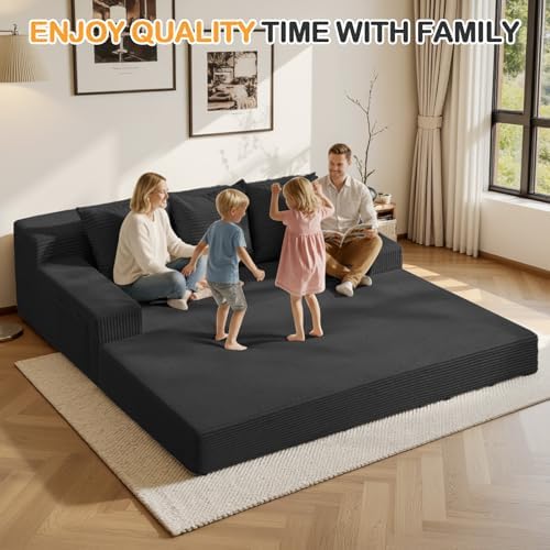 Erament 3 Seater Boneless Couch Sofa Bed, Compression Convertible Futon Floor - Image 3