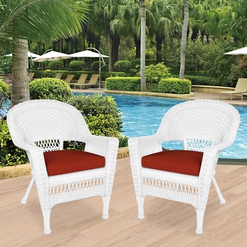 Jeco Wicker Chair with Red Cushion - Image 2