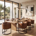 HNY Mid Century Modern Upholstered Barrel Dining Chairs by HNY