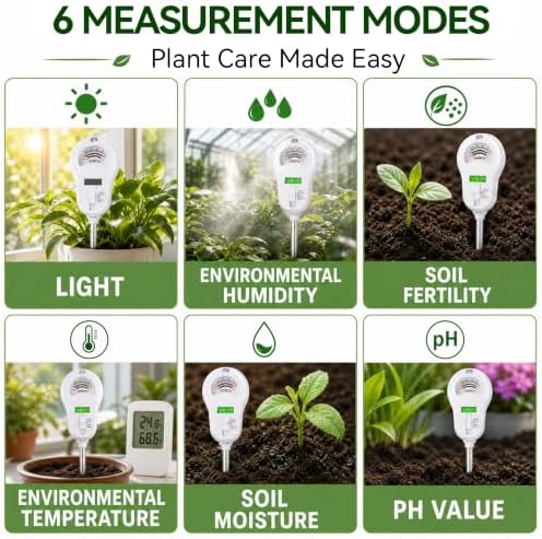 Soil Test Kit, 6-in-1 Soil Moisture Meter, PH/Sunlight/Soil Moisture/Fertility - Image 3