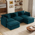 GNIXUU 104" Blue Modular U Shaped Cloud Sectional Couches by GNIXUU