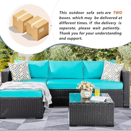 Shintenchi 3 Pieces Patio Furniture Set, All-Weather Rattan Patio Conversation - Image 5
