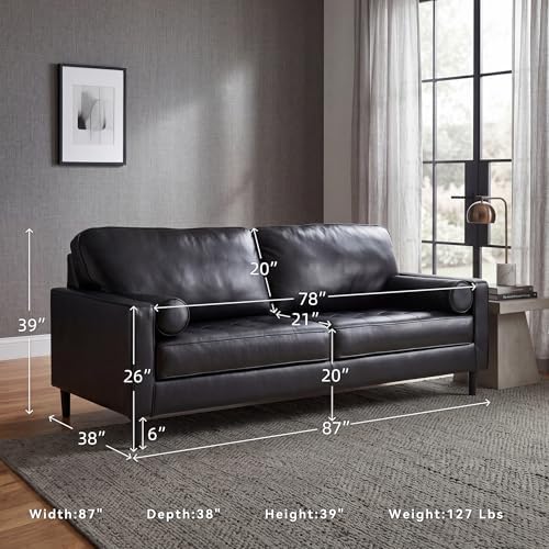 Signature Design by Ashley Bryceview Contemporary Leather Match Tufted Sofa - Image 3