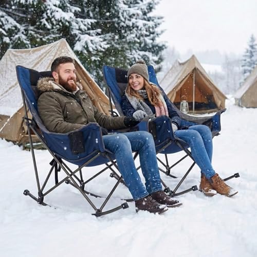 SUNNYFEEL Oversized Folding Rocking Camping Chair 2 Pack, 500lbs Blue - Image 2