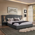 King Size Bed Frame with LED Lights and Nightstands, Modern Velvet Upholstered by Kolavess