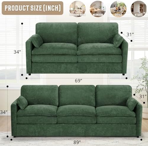 2 Pieces Chenille Sofa Set - Image 2