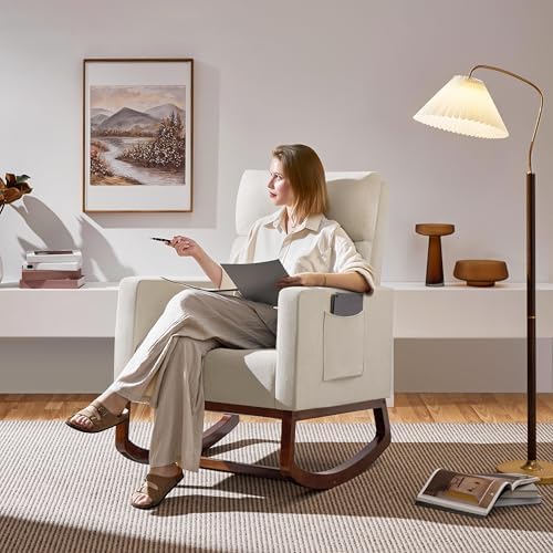 Yaheetech 28in Wide Padded High Back Nursery Rocking Chair - Image 4